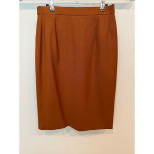 Escada Women's 100% Wool Pencil Skirt Size 8/10 Rust Brown Slit Business Career